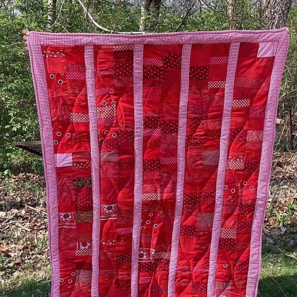NWT Hand Crafted “Red Coins” Quilt